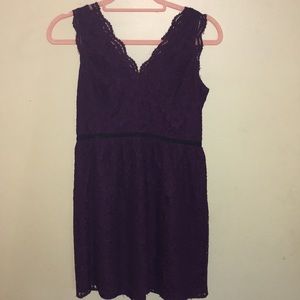 Lace Overlay Fit and Flair dress 0petite